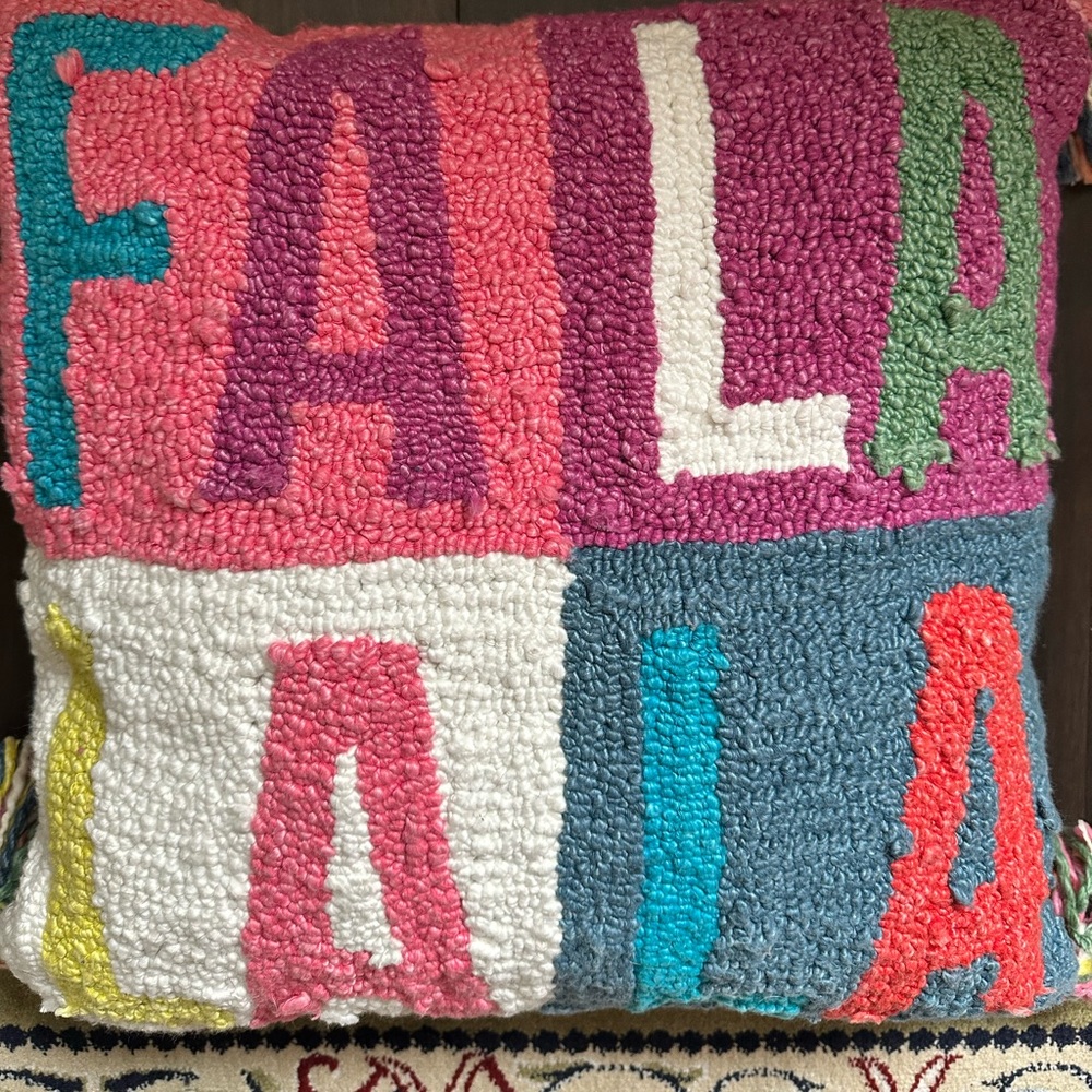 Anthropologie Season’s Greetings “Fa La La” Pillow - Picture 6 of 7